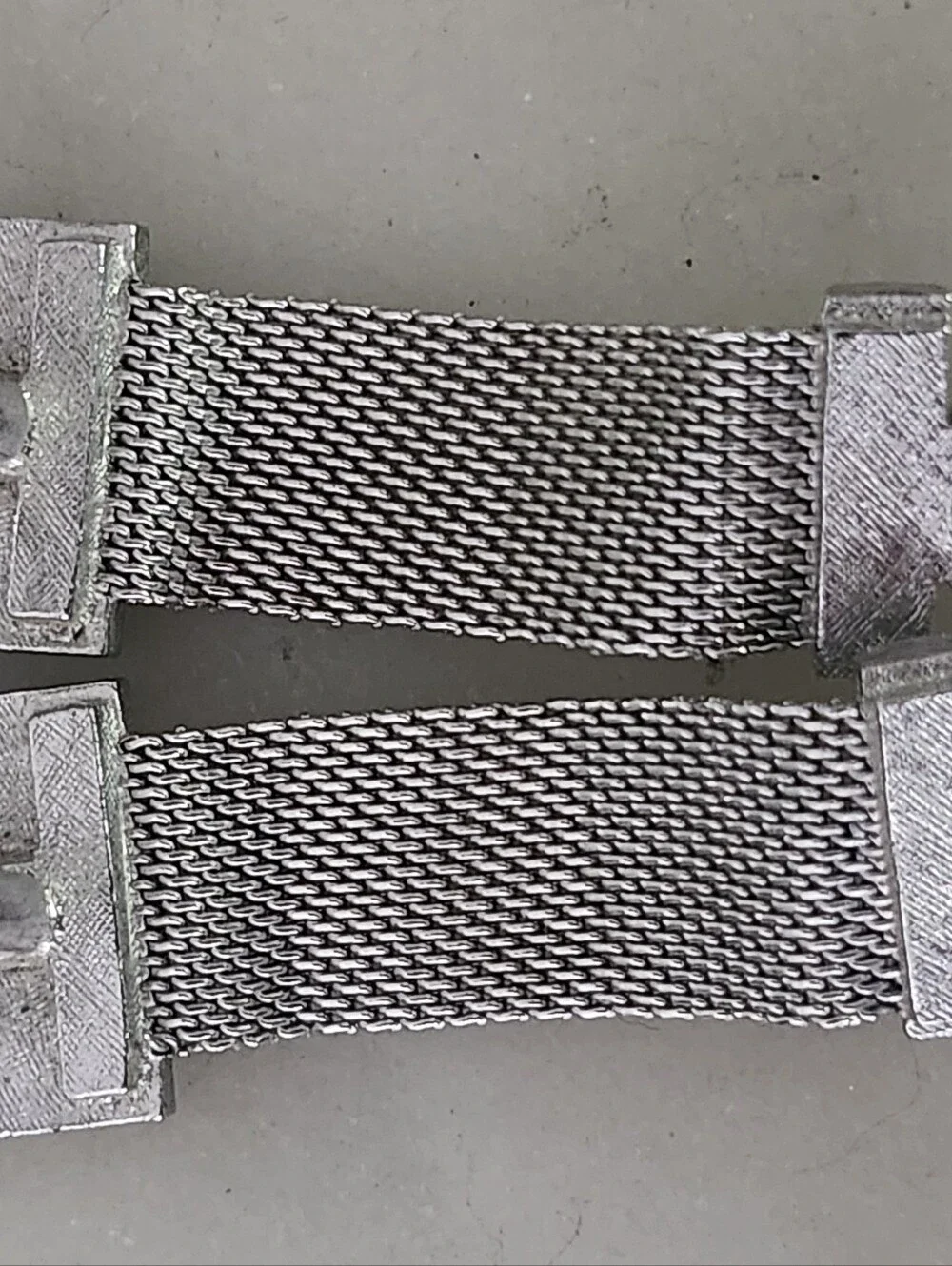 Vtg Dante Silver Tone Men's Mesh Cufflinks with Dark Blue Accent